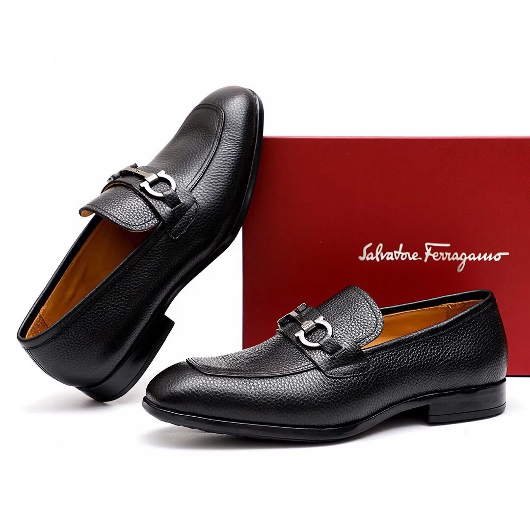 Men's Men's Shoes 💰540 💐[Ferragamo/Ferragamo] New 🐲Ferragamo* Ferragamo classic formal leather shoes! It uses imported first-layer pebbled cowhide leather upper + luxurious hardware buckle, and the inner first-layer comfortable cowhide leather lining! Original rubber outsole! Code number 38-44 (45🉑️customized)